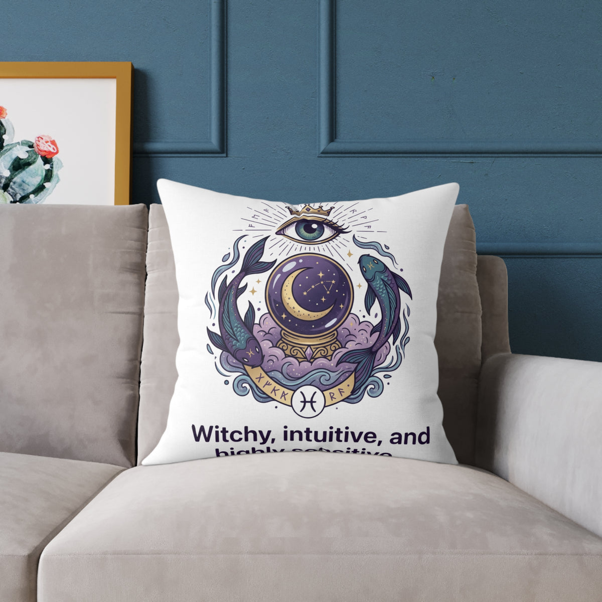 Pisces Zodiac Highly Sensitive And Intuitive Square Poly Canvas Pillow