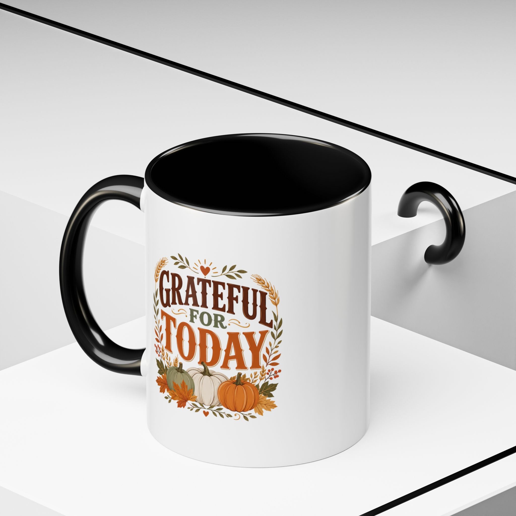 Thanksgiving Mug Grateful For Today Coffee Mug — Thanksgiving Pumpkin Fall Ceramic Accent Mug