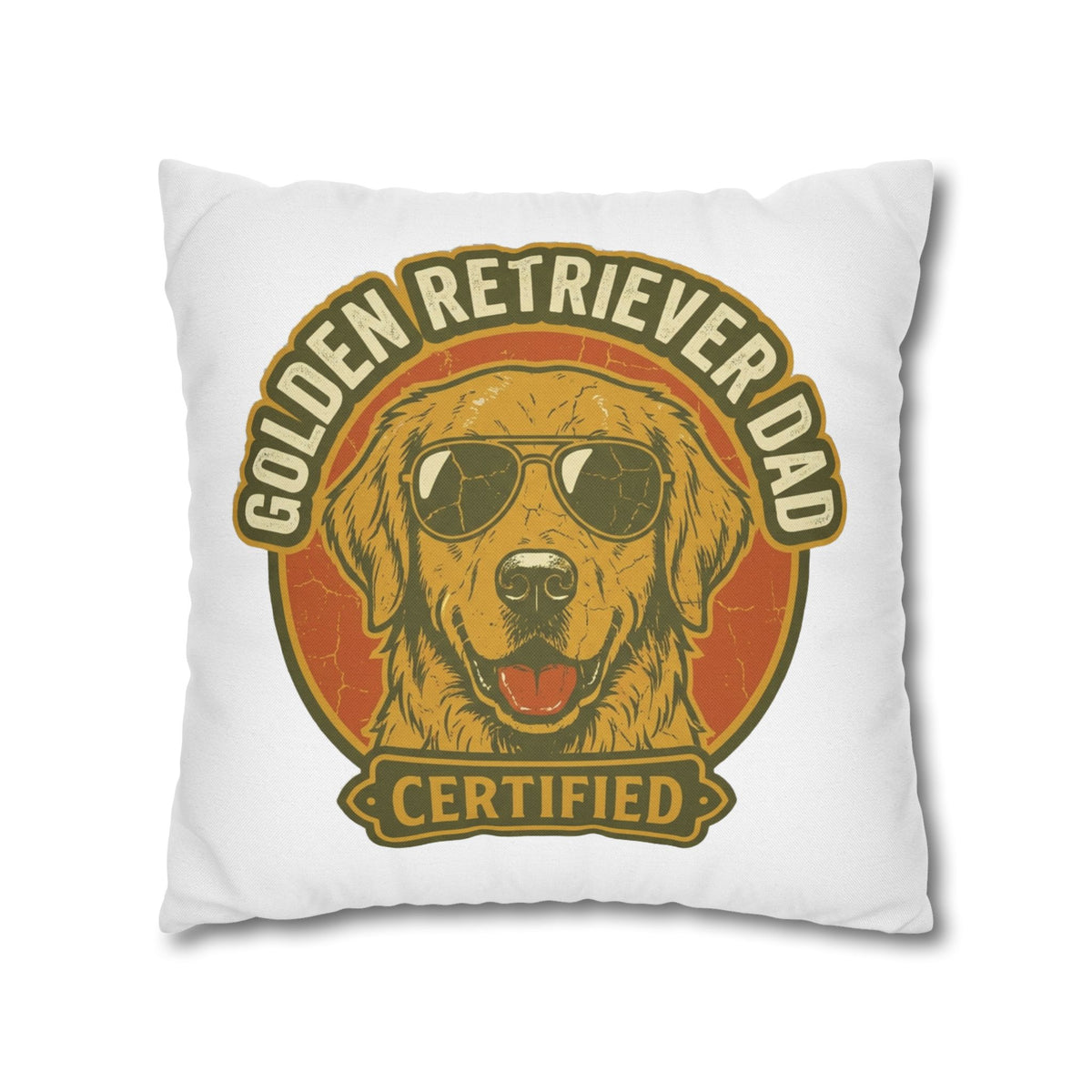 Funny Golden Retriever Dad Pillowcase — "Certified" Dog Lover Throw Pillow Cover