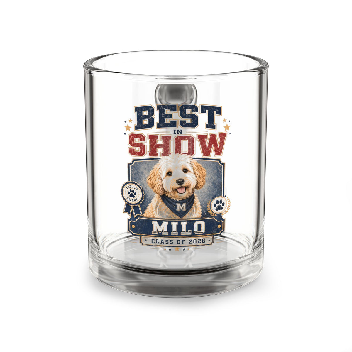 Best in Show Personalized Pet Glass Mug – Custom Name Milo, 10 oz Milo Bailey Dog Dad Mom  Glass Mug 10 oz