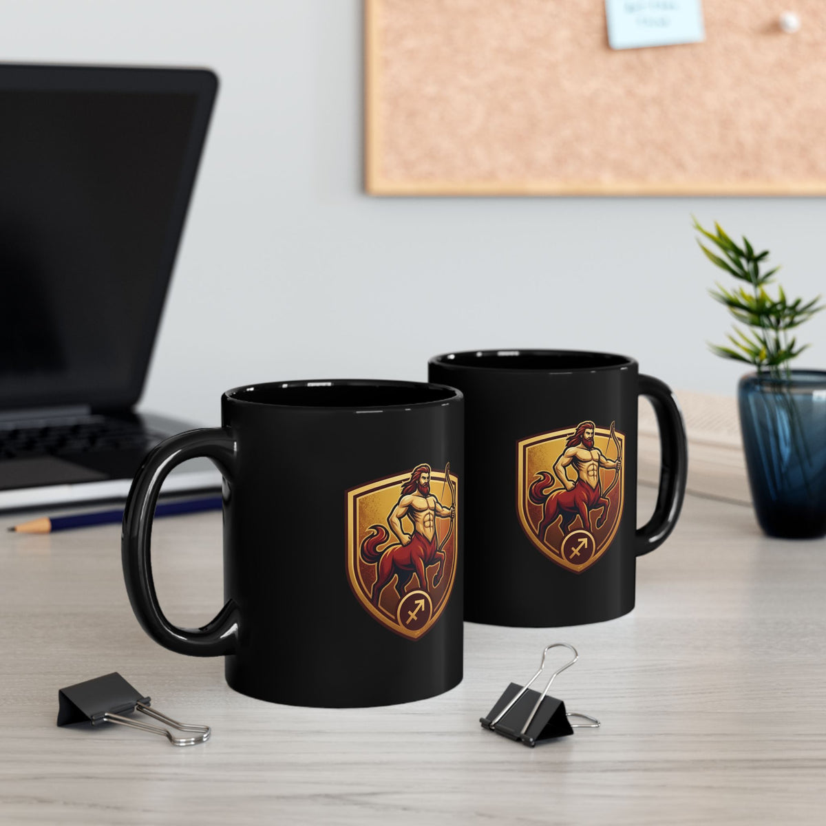 Sagittarius Centaur Archer Black Mug — Zodiac Coffee Cup