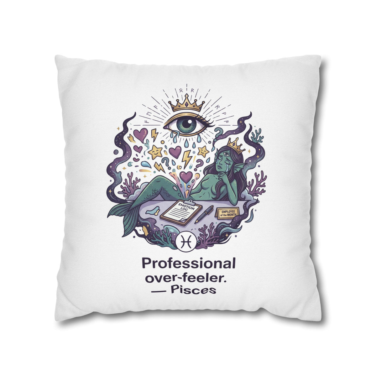Pisces Zodiac Pillowcase — "Professional Over-Feeler" Decorative Square Pillowcase
