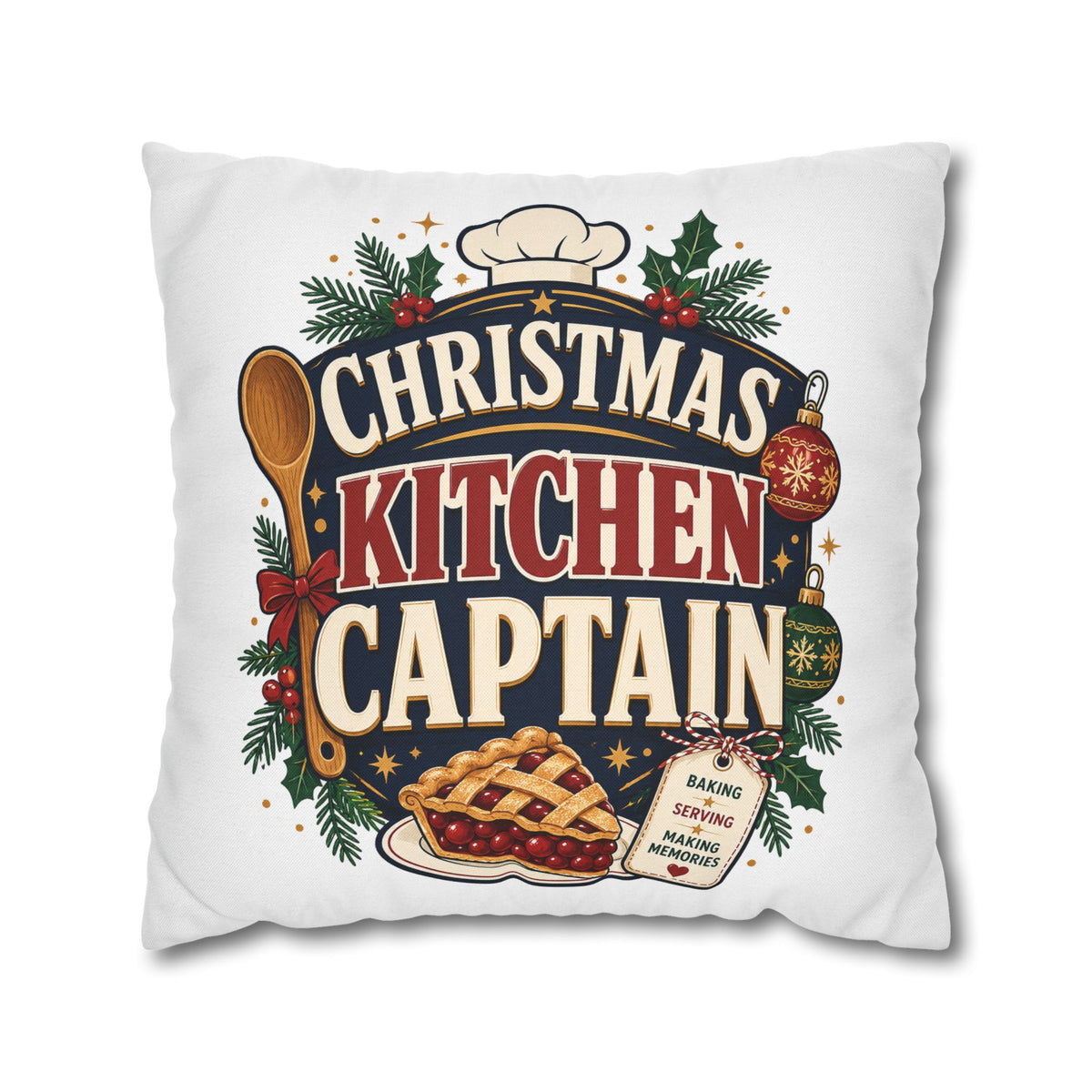 Christmas Kitchen Captain Pillowcase Modern Day Christmas  — Holiday Baking Decorative Throw Pillowcase