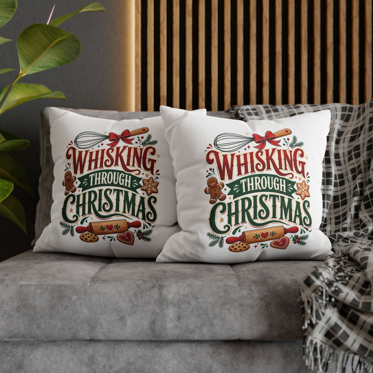 Christmas Whisking Through Christmas Spun Polyester Square Pillowcase