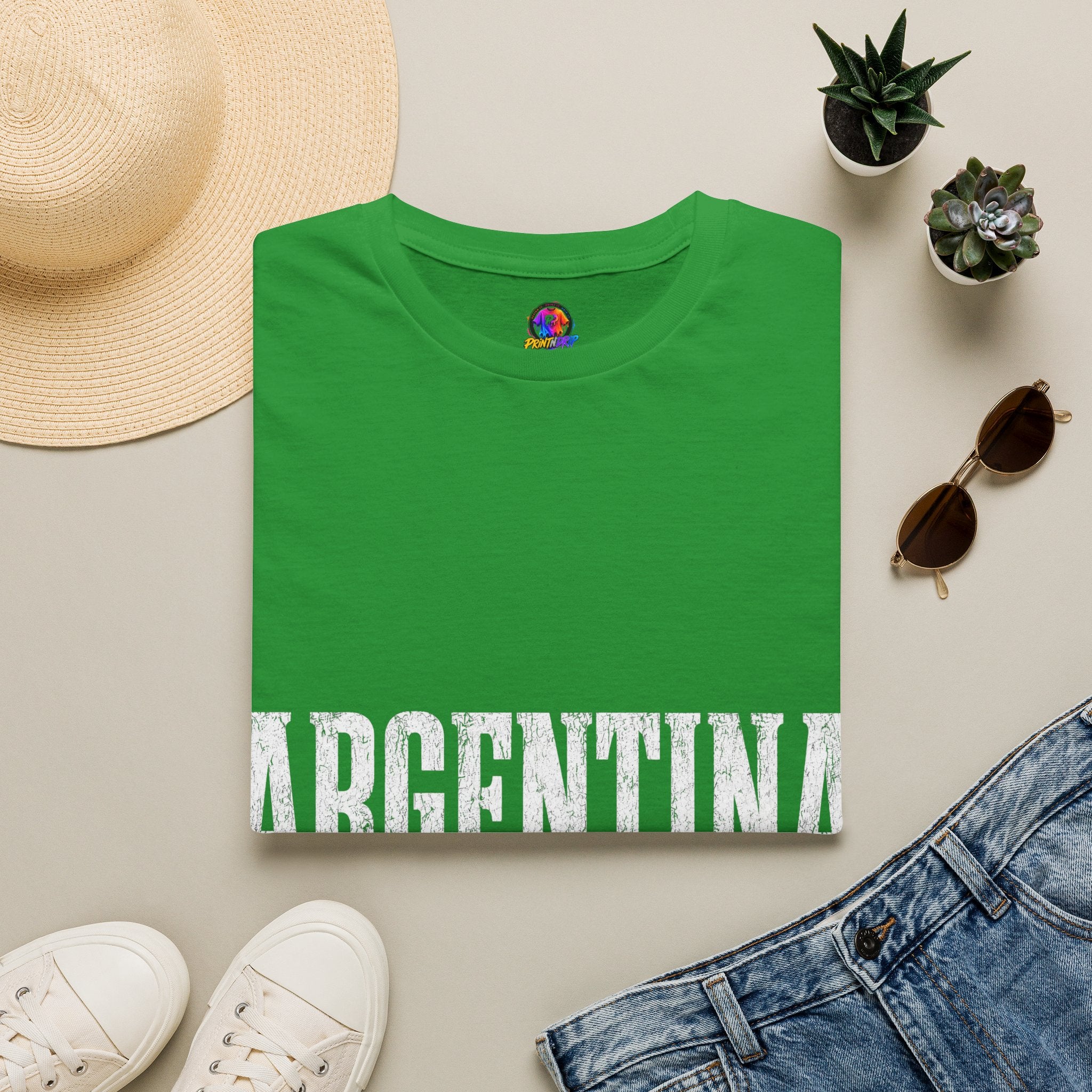 Argentina Graphic T-Shirt — Retro Flag Stripe Football Soccer Tee