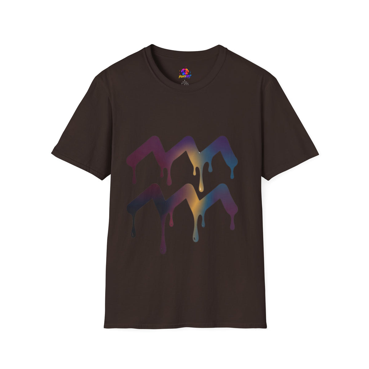 Aquarius Zodiac Dripping Chevron Graphic T-Shirt