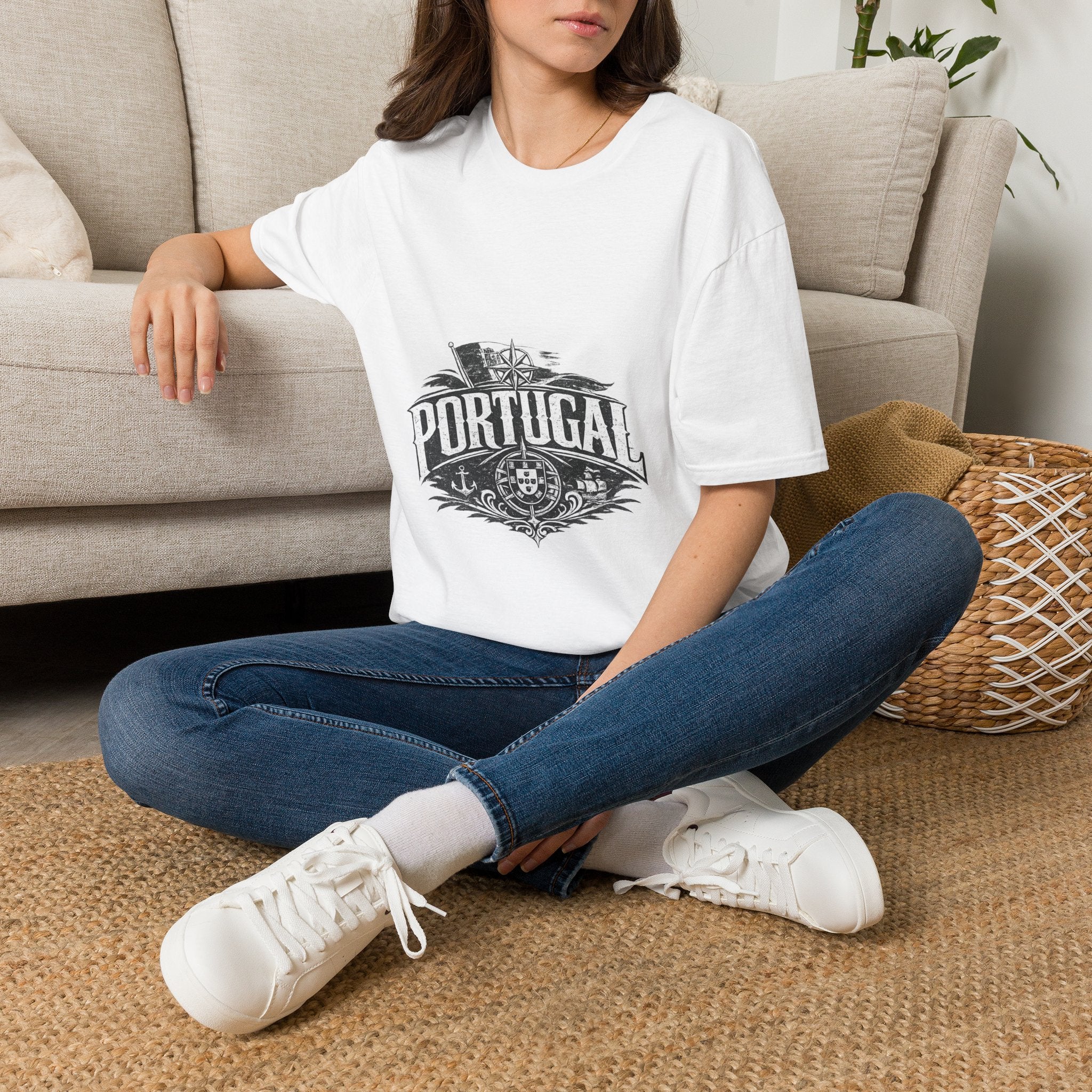 Portugal Vintage Compass T-Shirt — Nautical Travel Souvenir