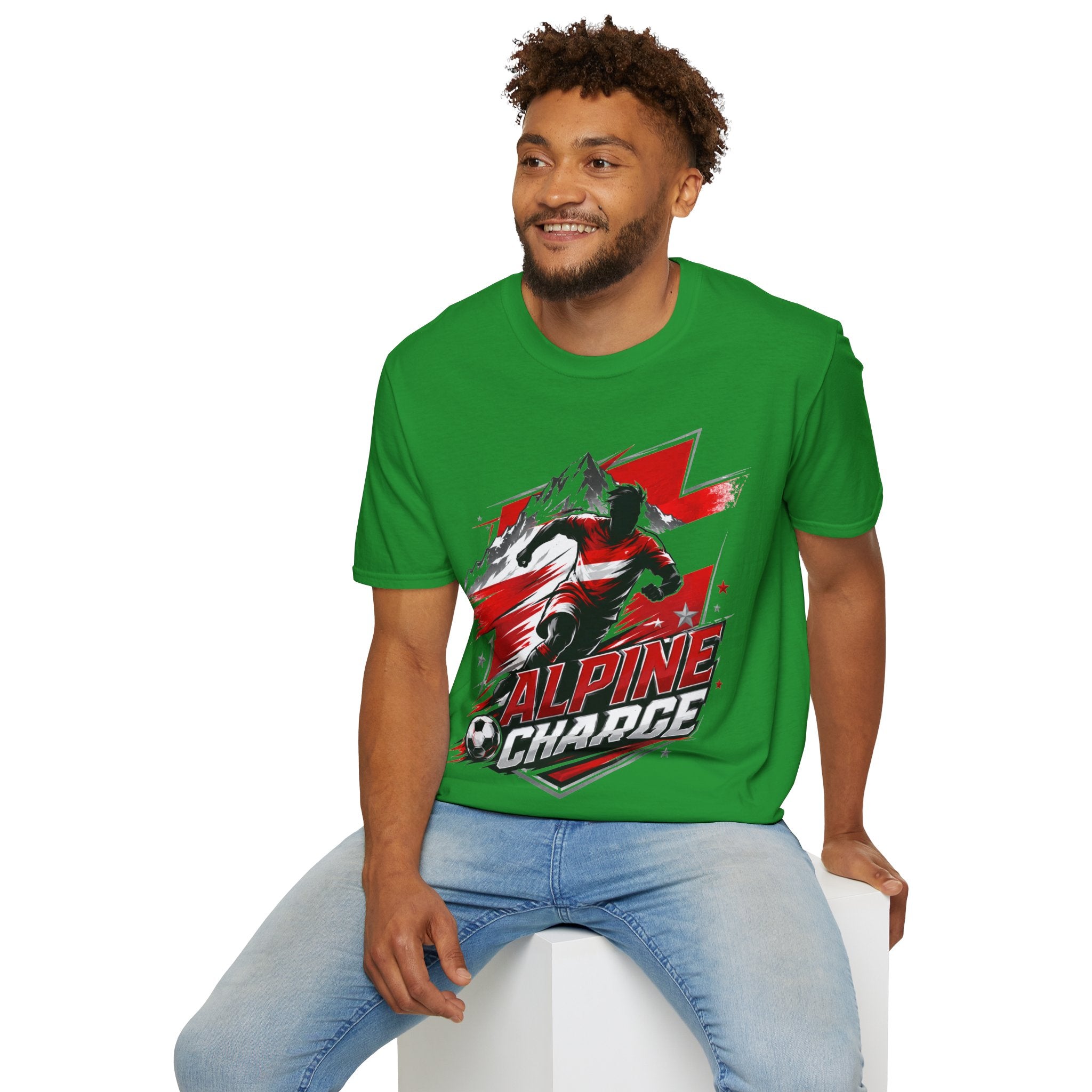 Austria  Alpine Charge Soccer T-Shirt — Mountain Football Graphic Tee -