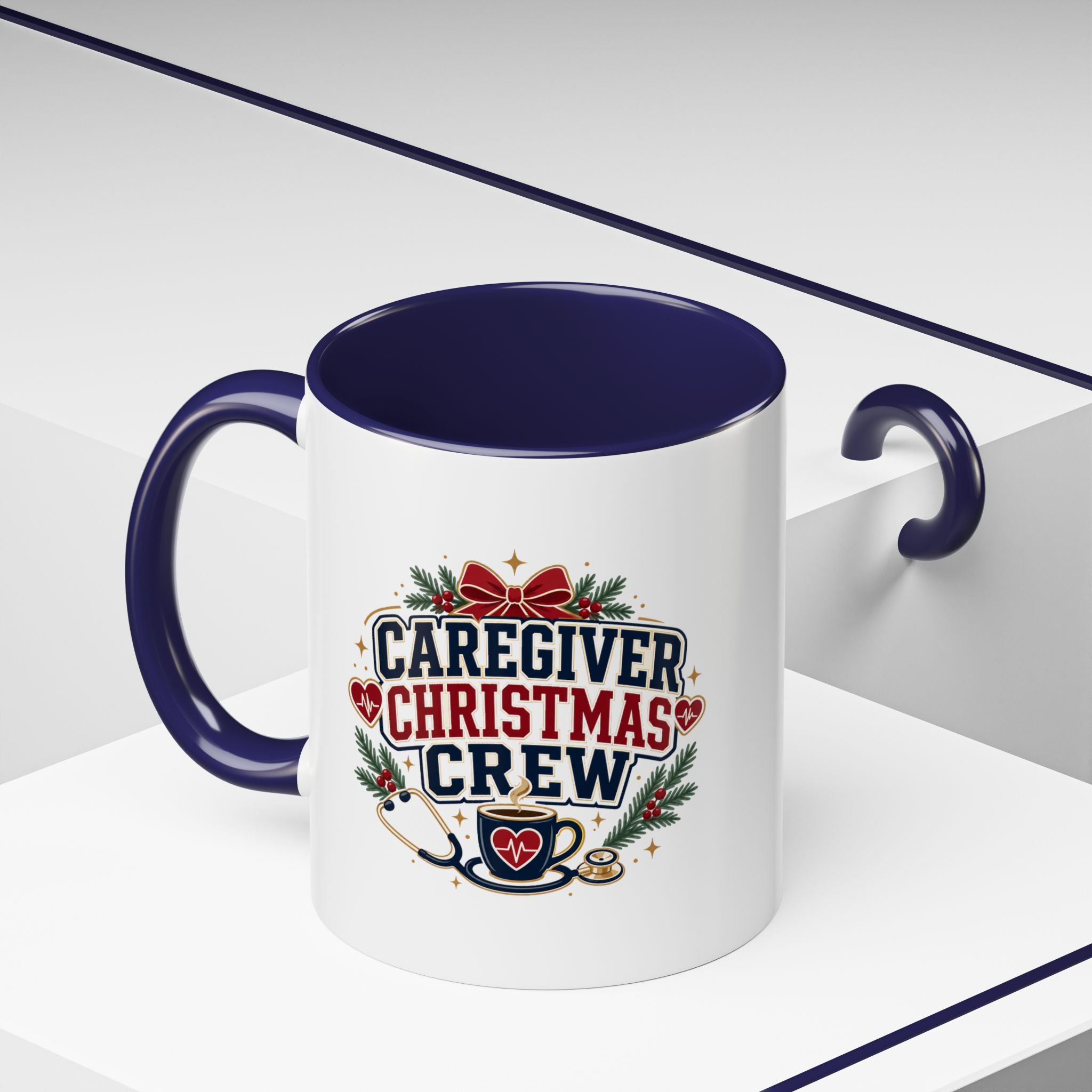 Modern Day Christmas Caregiver Christmas Crew Accent Coffee Mug – Holiday Nurse & Caregiver Gift (11/15oz)