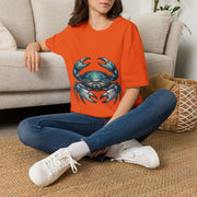 Cancer Zodiac Crabby Coastal Tee - Blue Green Crab Graphic T-Shirt