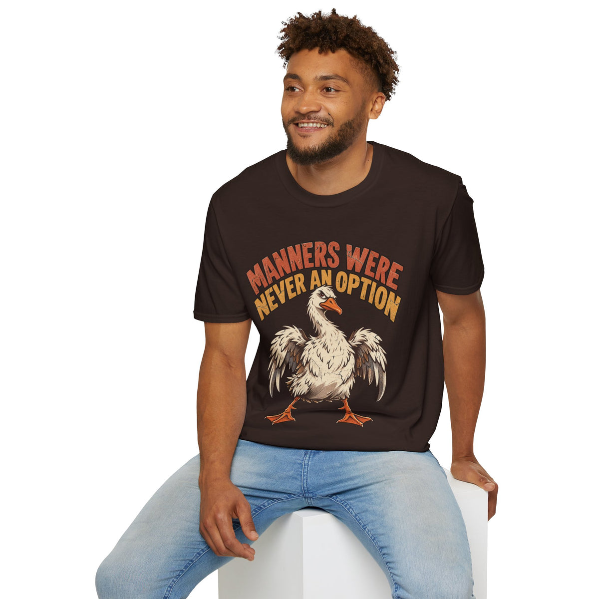 Funny And Witty “Manners Were Never An Option” Goose Graphic T-Shirt