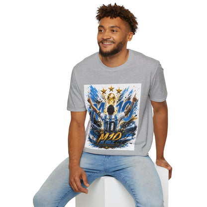 Argentna  Soccer M10 Champion T-Shirt — Gold Trophy & Stars Football Fan Tee