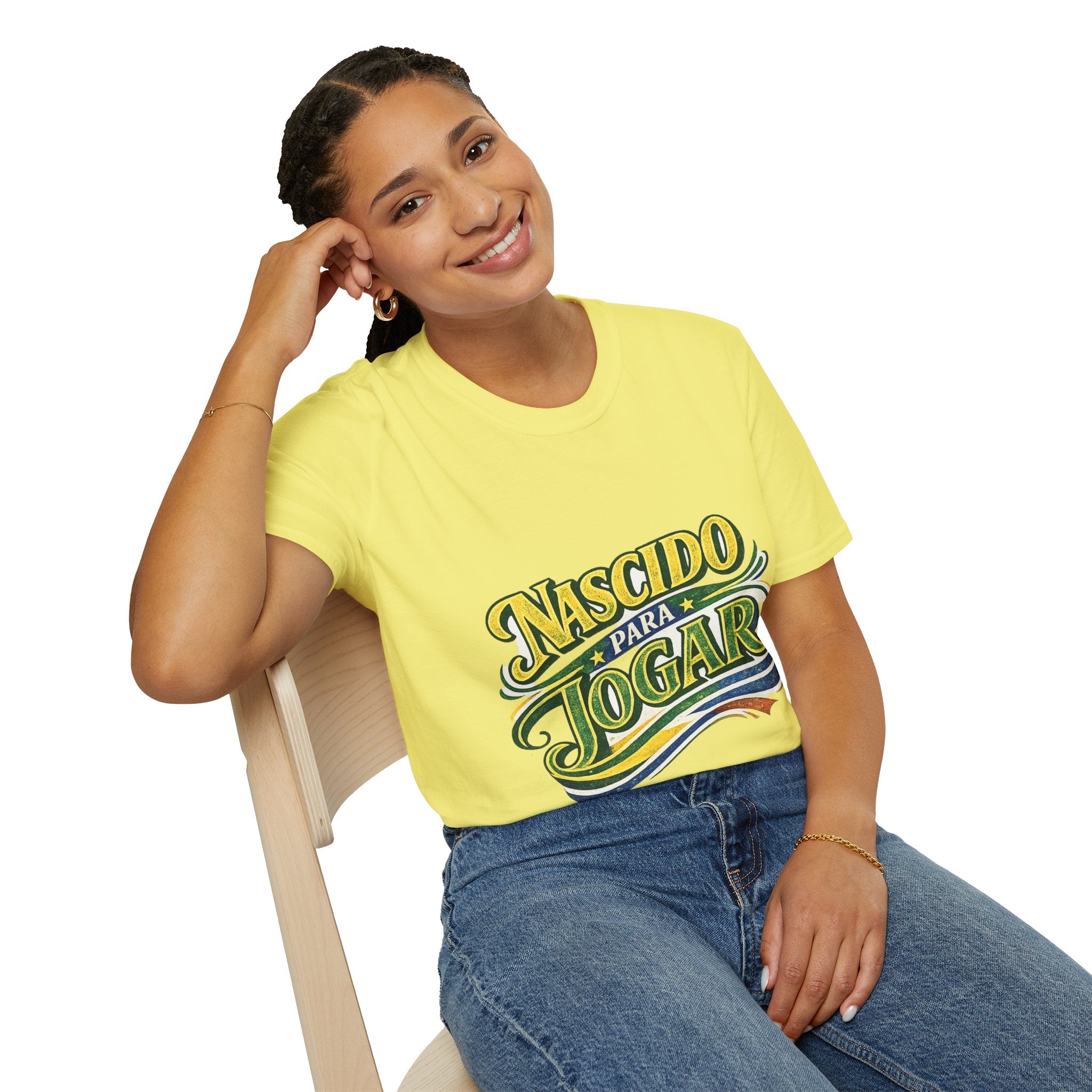 Brazil T‑Shirt — Nascido Para Jogar Vintage Brazilian Soccer Graphic Tee