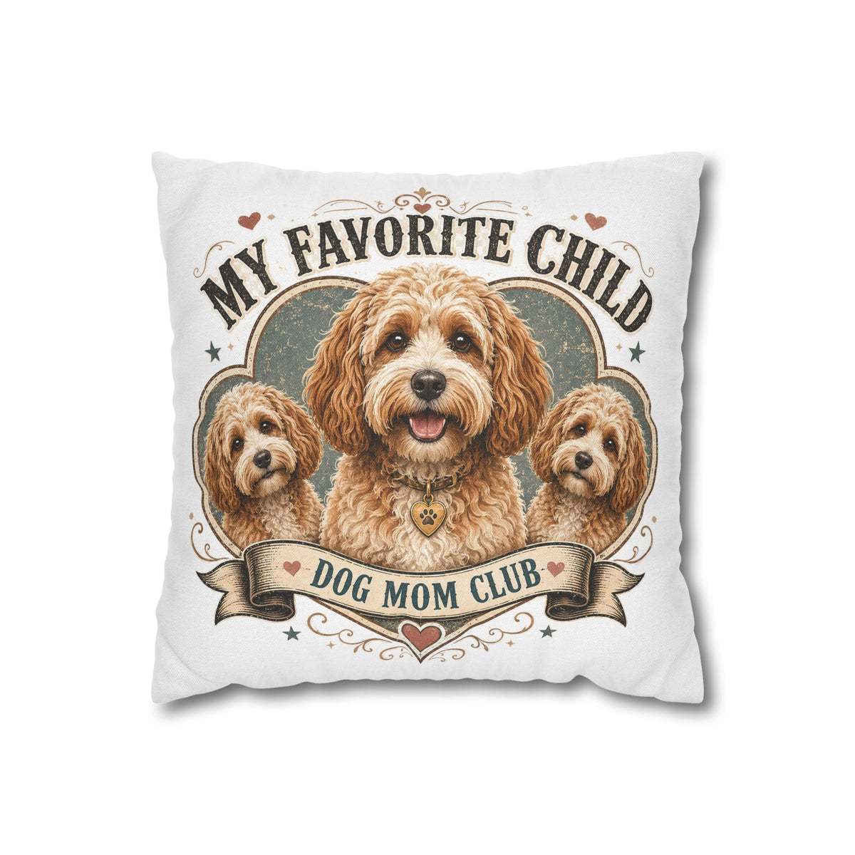 My Favorite Child Dog Mom Club Pillowcase  Milo Bailey Dog Dad Mom— Cute Doodle Pet Throw Pillow Cover