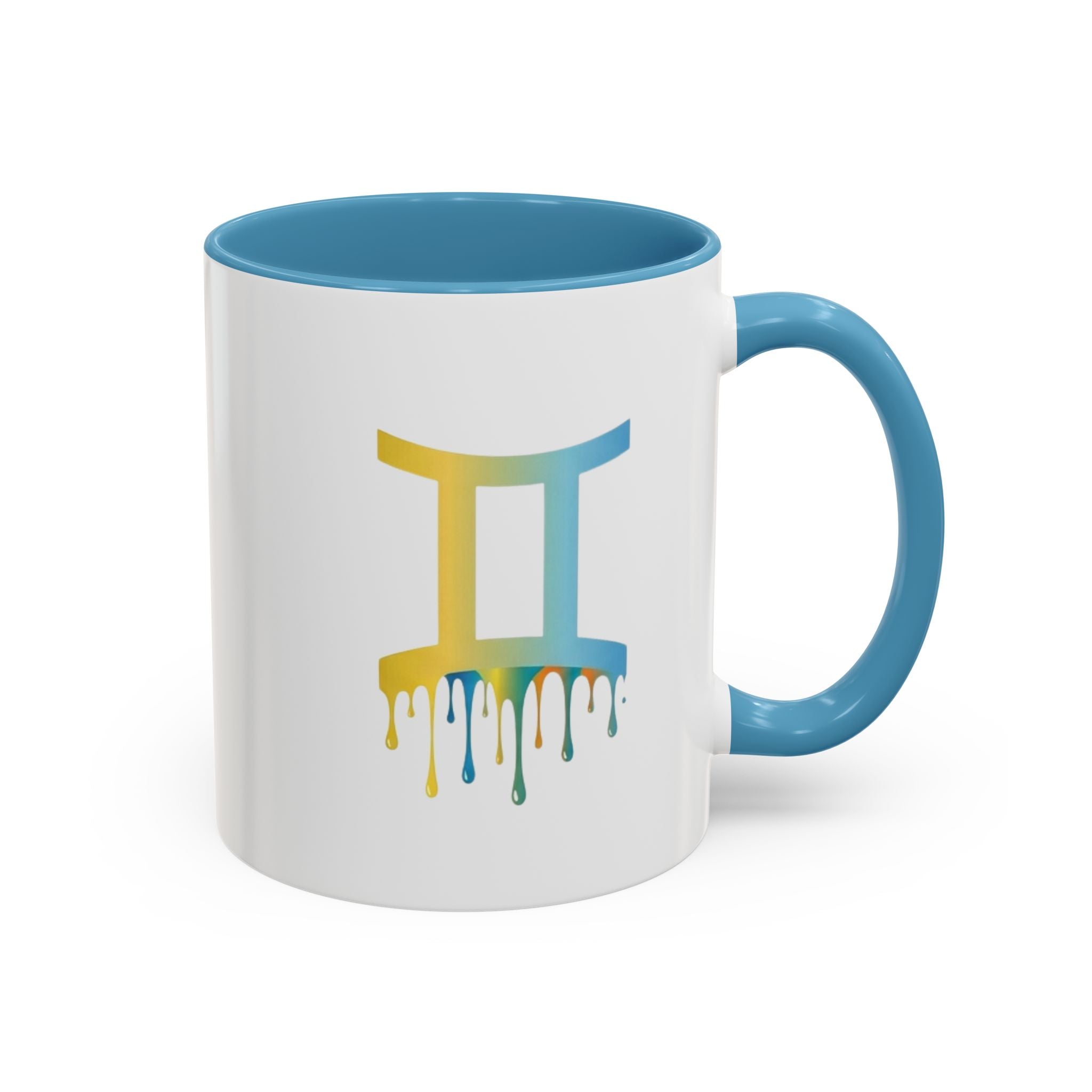 Gemini Zodiac Coffee Mug - Dripping Rainbow Gemini Symbol Accent Mug