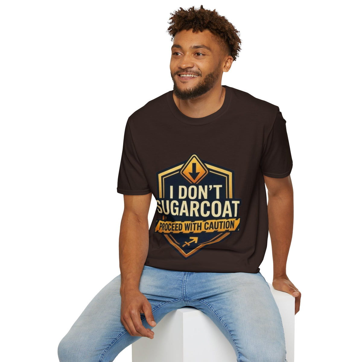 Sagittarius Zodiac I Don't Sugarcoat T-Shirt — Funny Caution Sign Graphic Tee