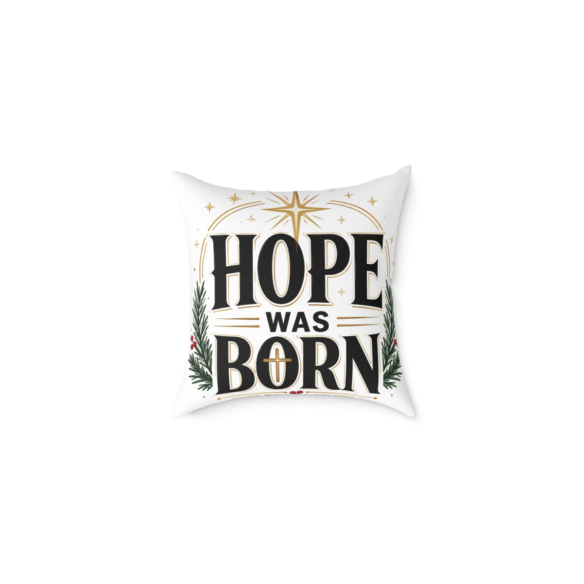 Christmas Hope Was Born Christmas Throw Pillow — Holiday Nativity Decor
