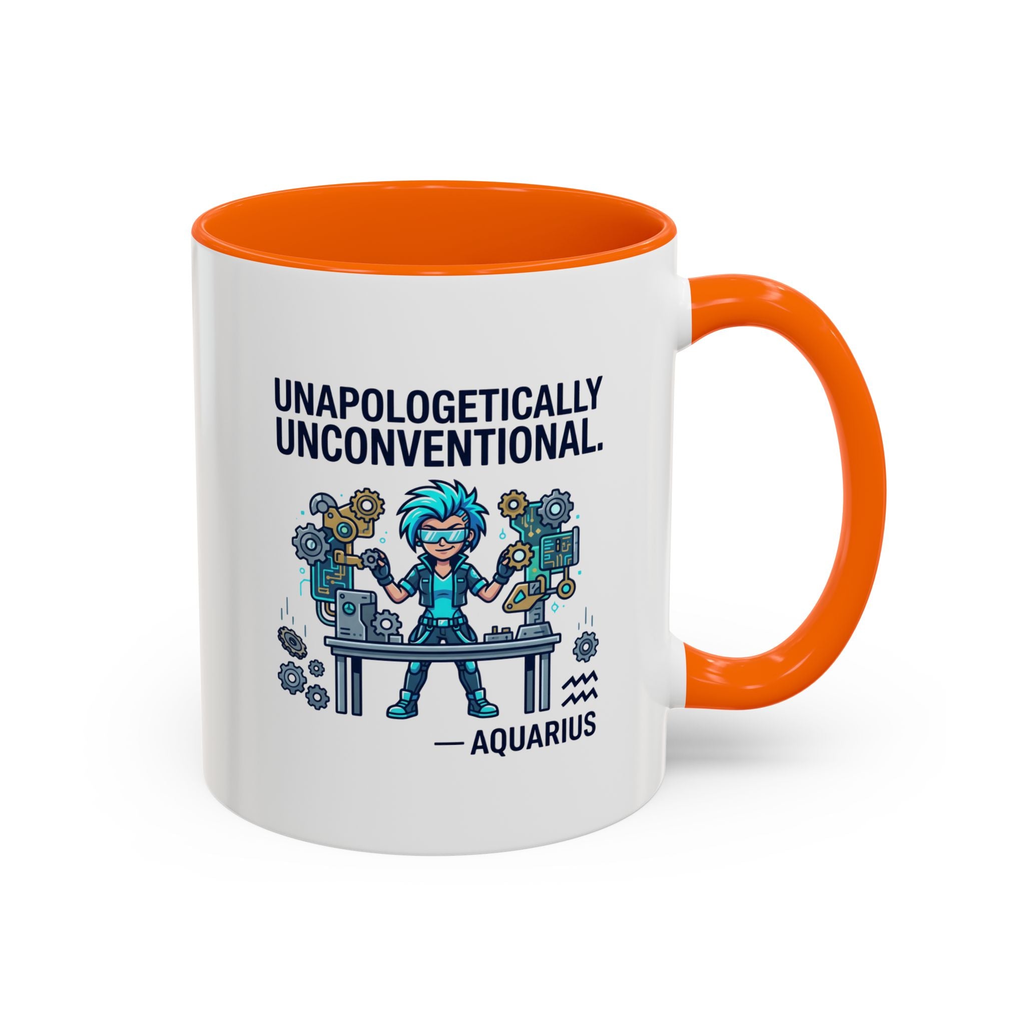 Aquarius Coffee Mug - "Unapologetically Unconventional" Zodiac Accent Mug 11oz
