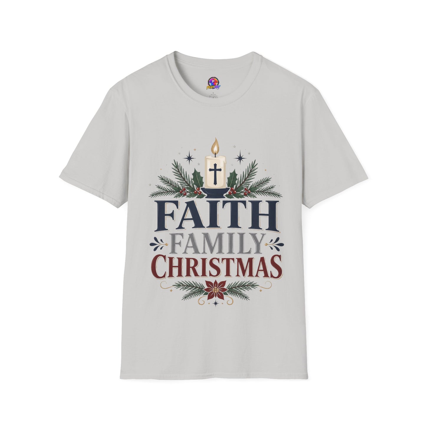 Christmas Faith T-Shirt — "Faith, Family, Christmas" Religious Holiday Tee
