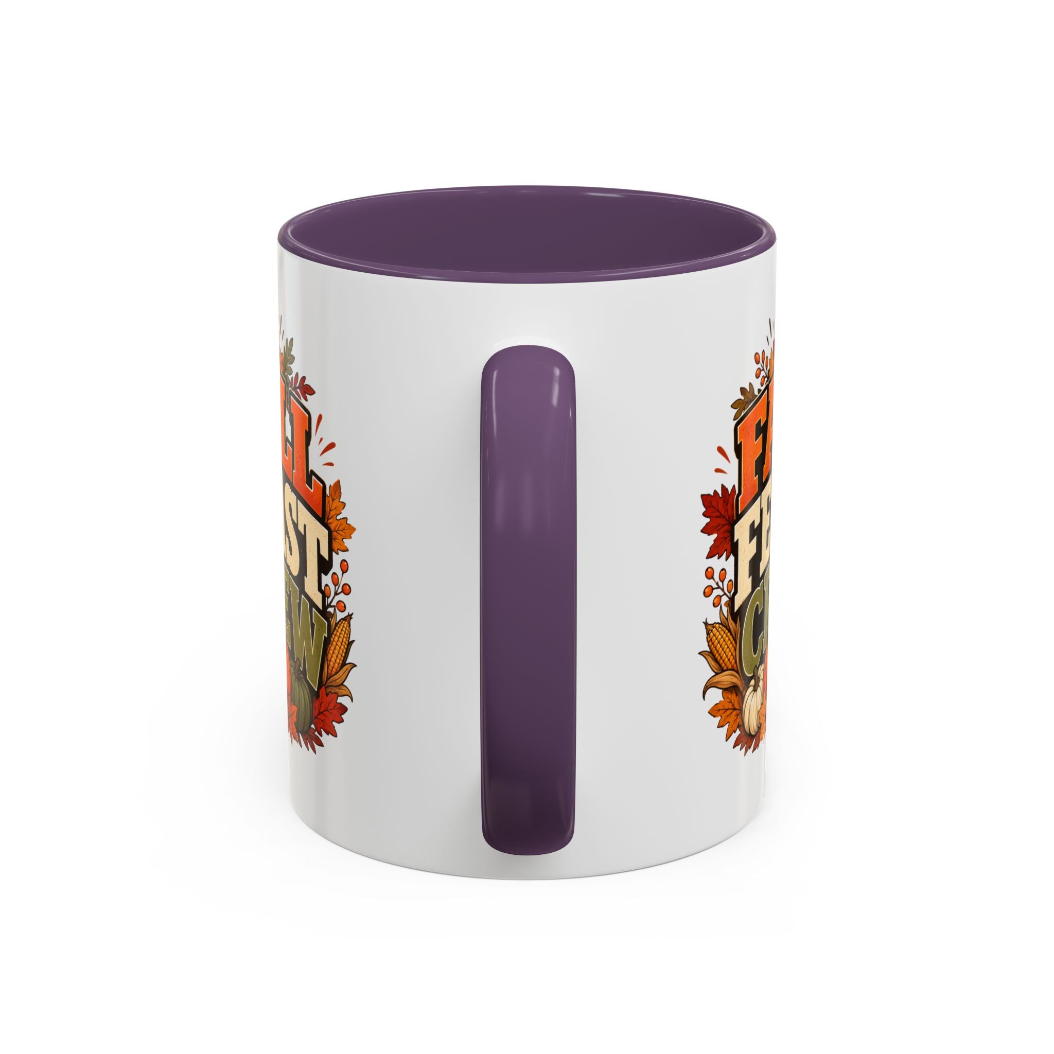 Thanksgiving Mug Fall Feast Crew Coffee Mug — Thanksgiving Pumpkin Autumn Leaves Accent Mug