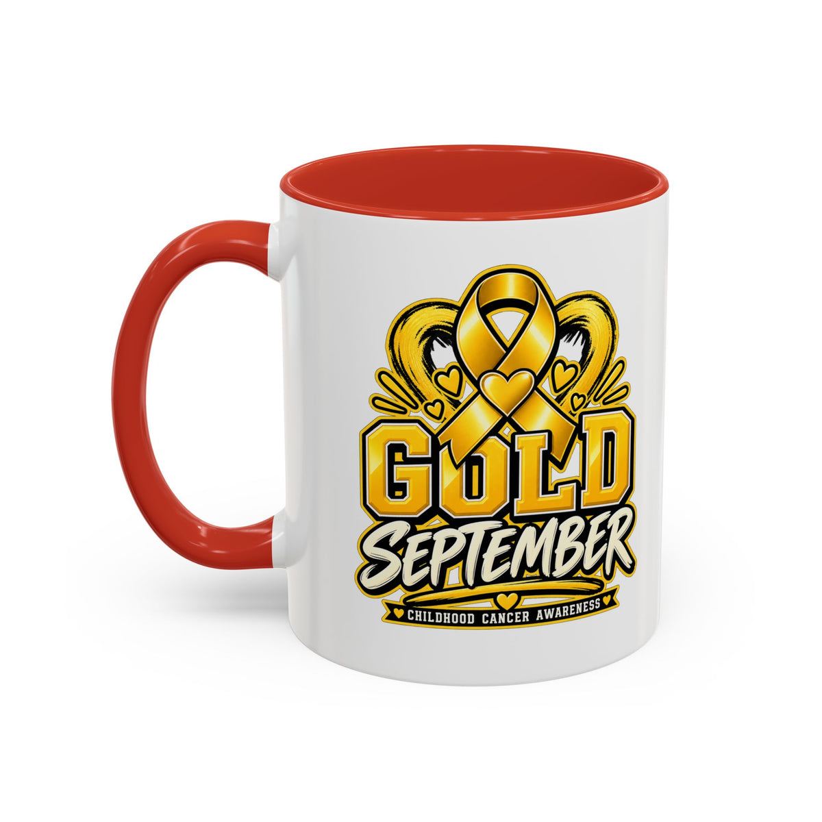 Gold September Coffee Mug — Childhood Cancer Awareness Accent Mug (11/15oz)