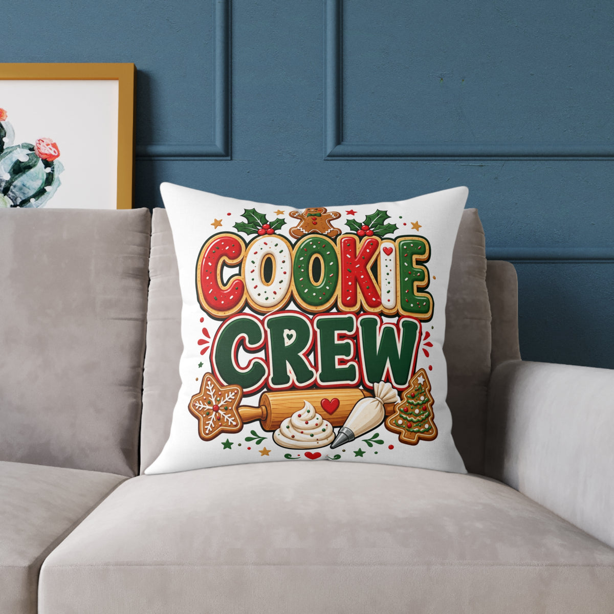 Christmas Cookie Crew Holiday Pillow — Festive Christmas Baking Decor