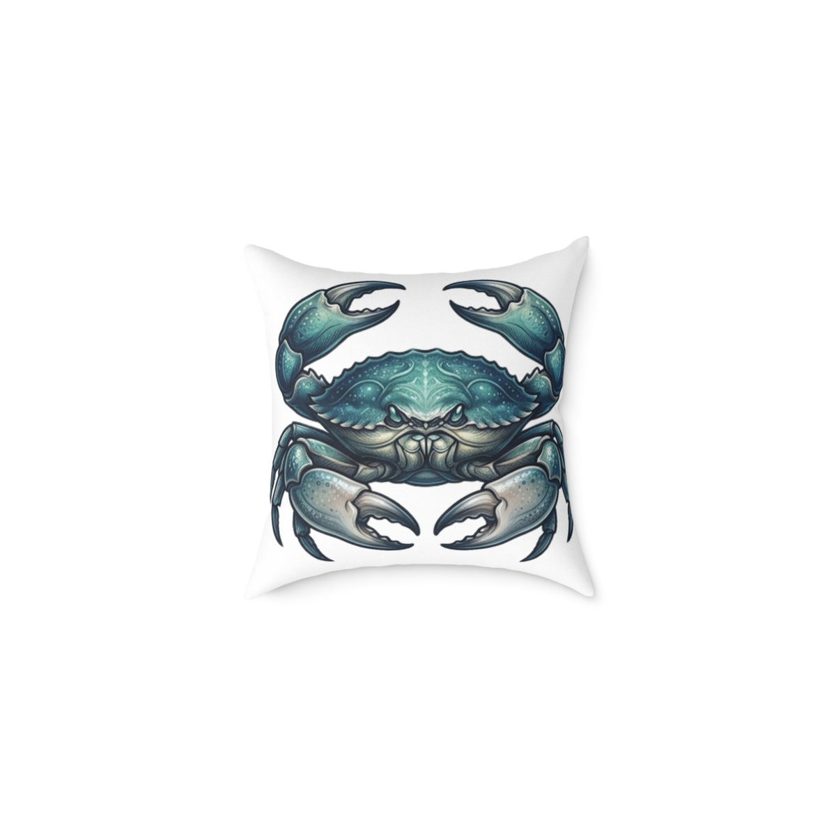 Cancer Zodiac Blue Crab Coastal Pillow — Nautical Square Throw Pillow