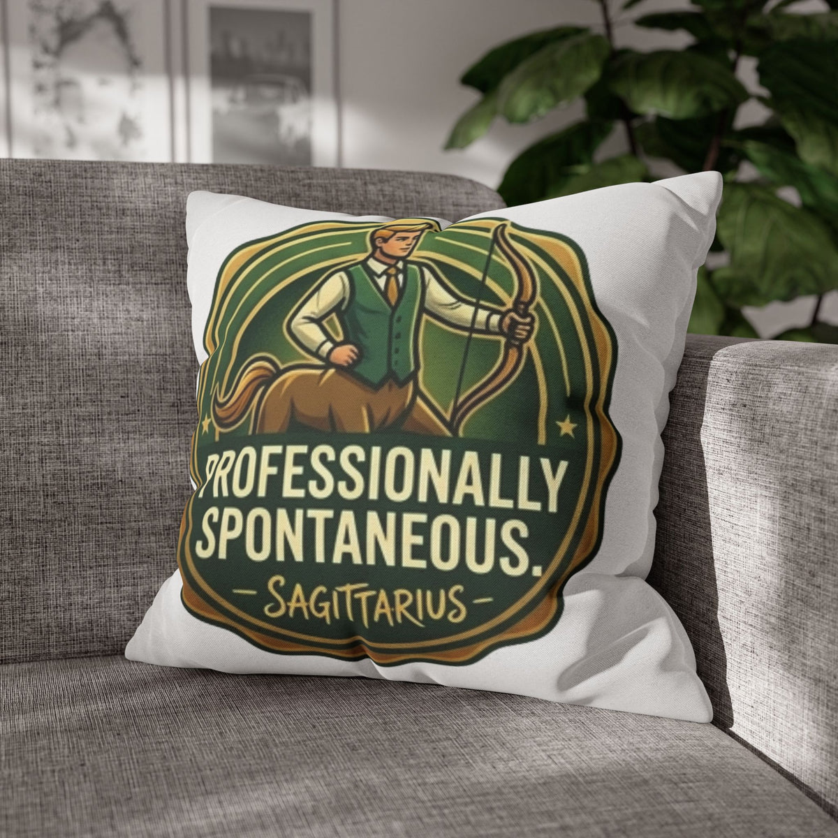 Sagittarius Pillowcase — "Professionally Spontaneous" Zodiac Decor