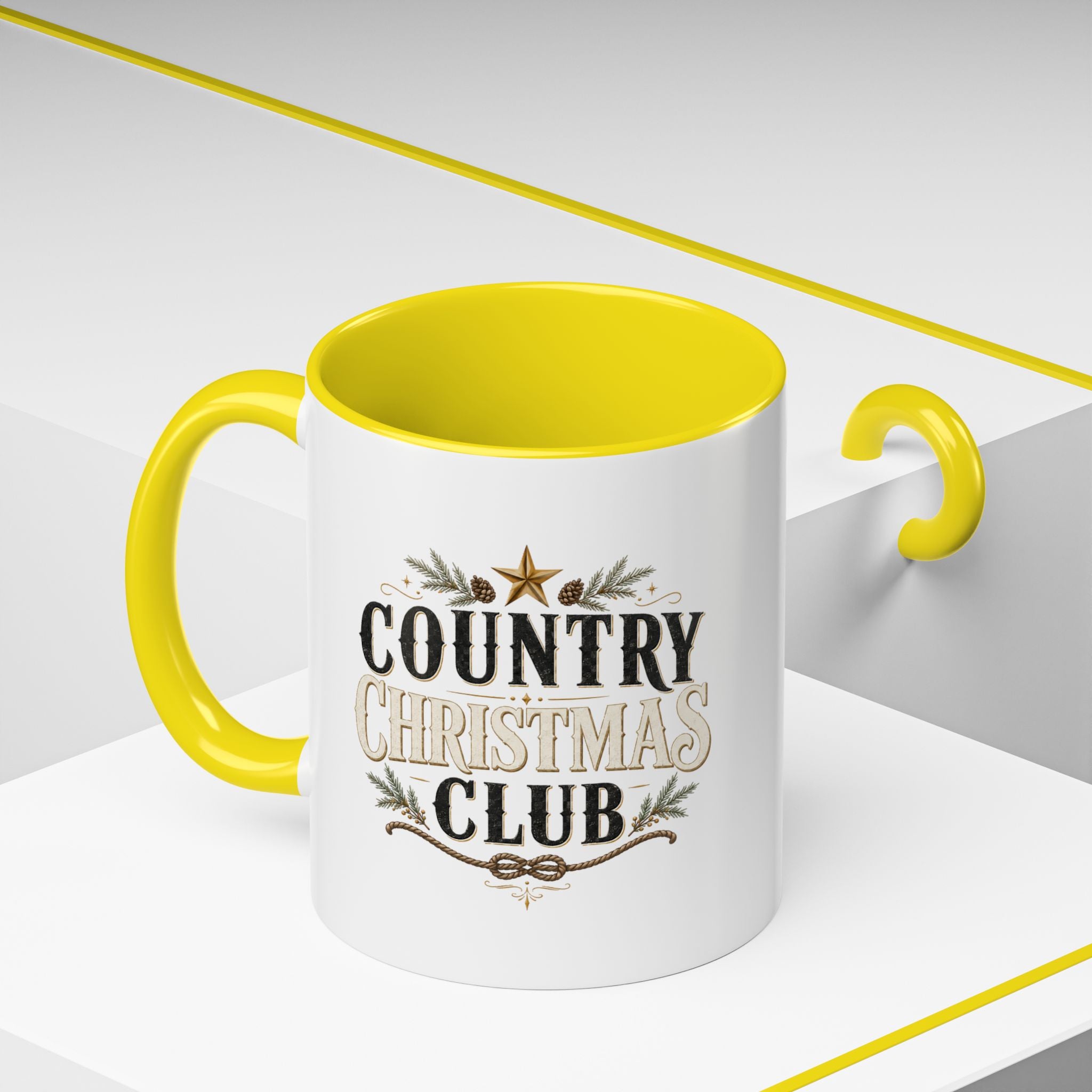 Christmas Country Christmas Club Accent Coffee Mug — Festive Rustic Holiday Coffee Cup