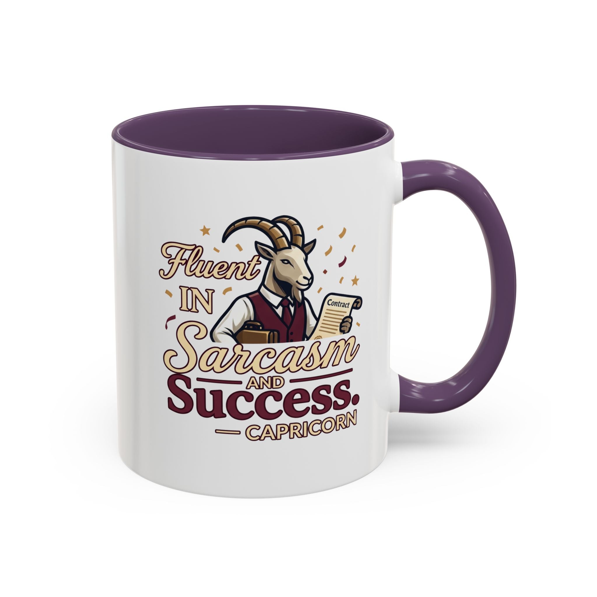 Capricorn Coffee Mug — "Fluent in Sarcasm and Success" Accent Mug