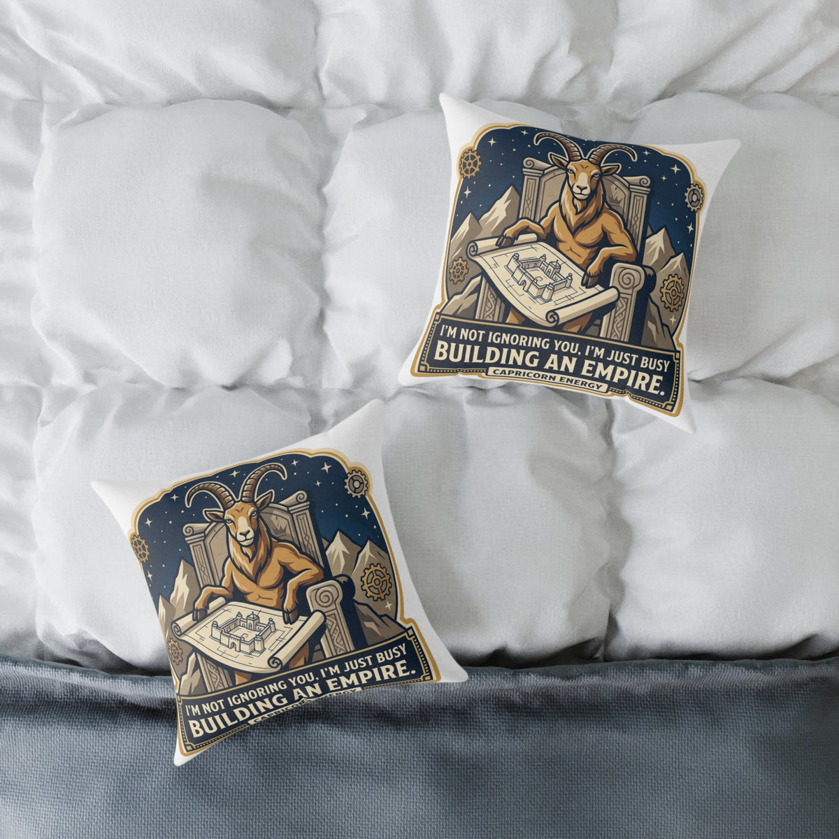 Capricorn Zodiac Pillow I'm Not Ignoring You I'm Just Busy Building An Empire Square Poly Canvas Pillow