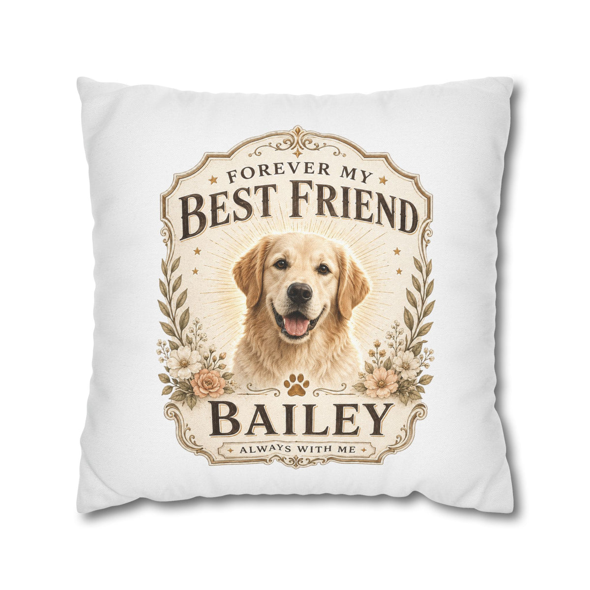 Personalized Dog Pillowcase  Milo Bailey Dog Dad Mom— "Forever My Best Friend" Custom Pet Name Cushion Cover