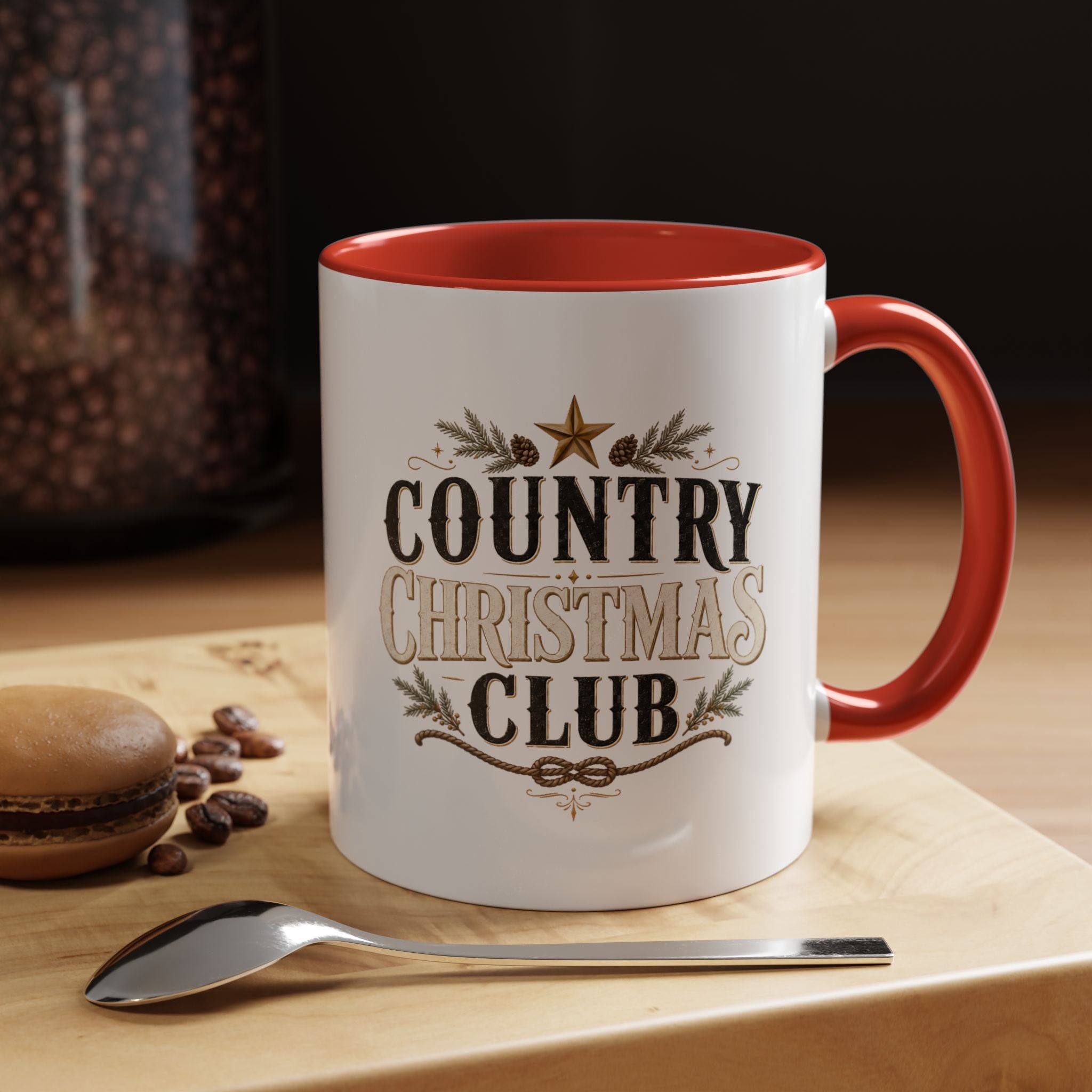 Christmas Country Christmas Club Accent Coffee Mug — Festive Rustic Holiday Coffee Cup