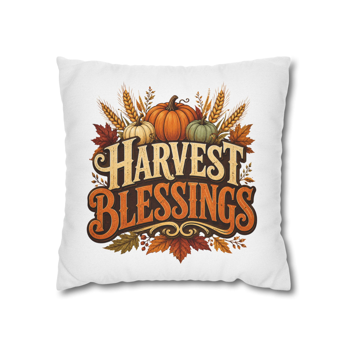 Thanksgiving Harvest Blessings Throw Pillowcase — Autumn Pumpkin Fall Decor