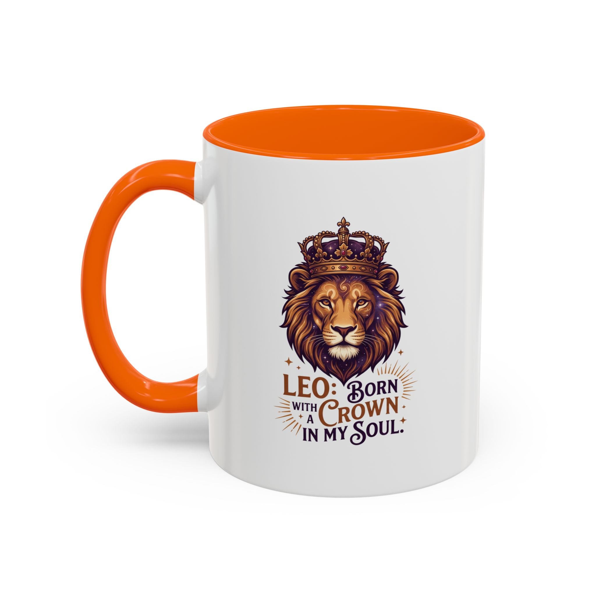 Leo Zodiac Coffee Mug — "Born with a Crown in My Soul" Lion Design