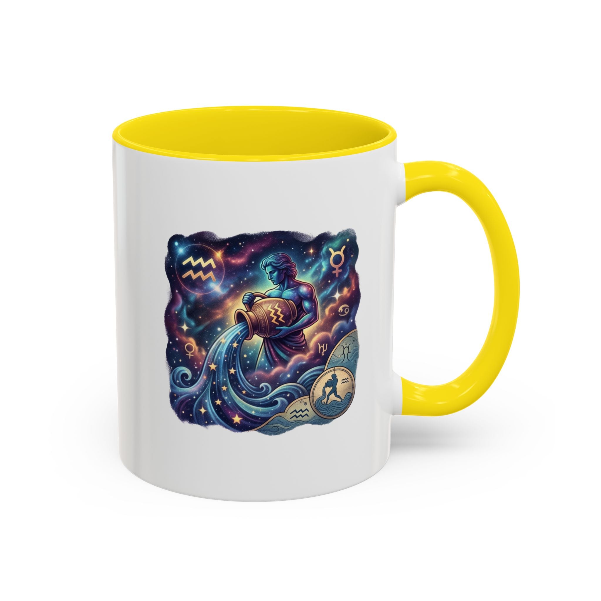 Aquarius Zodiac Coffee Mug — Celestial Water Bearer Accent Mug