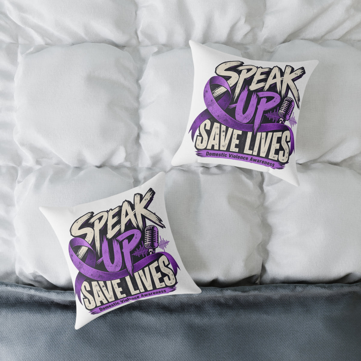 Speak Up — Domestic Violence Awareness Square Pillow