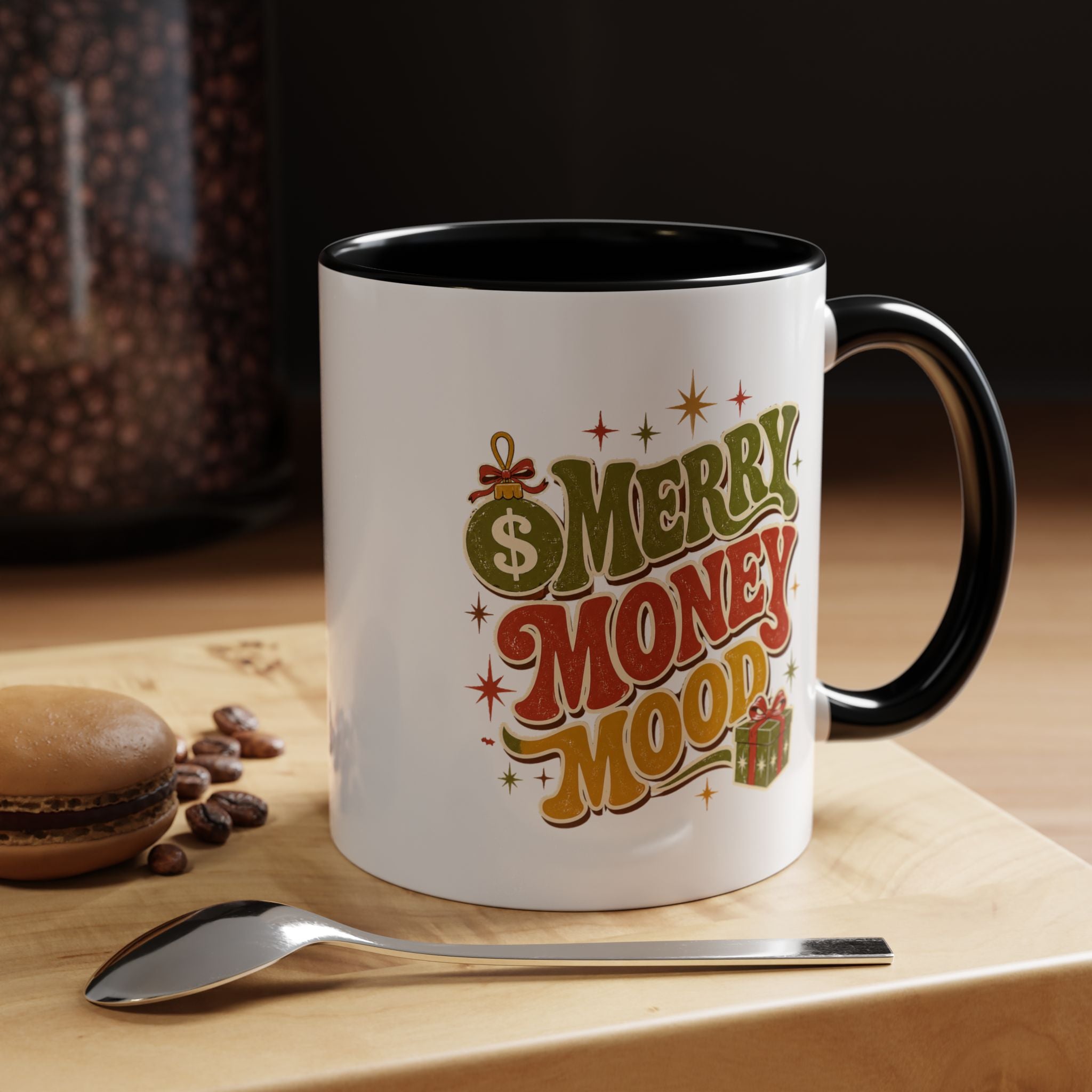 Modern Day Christmas Merry Money Mood Coffee Mug – Holiday Retro Gift Mug
