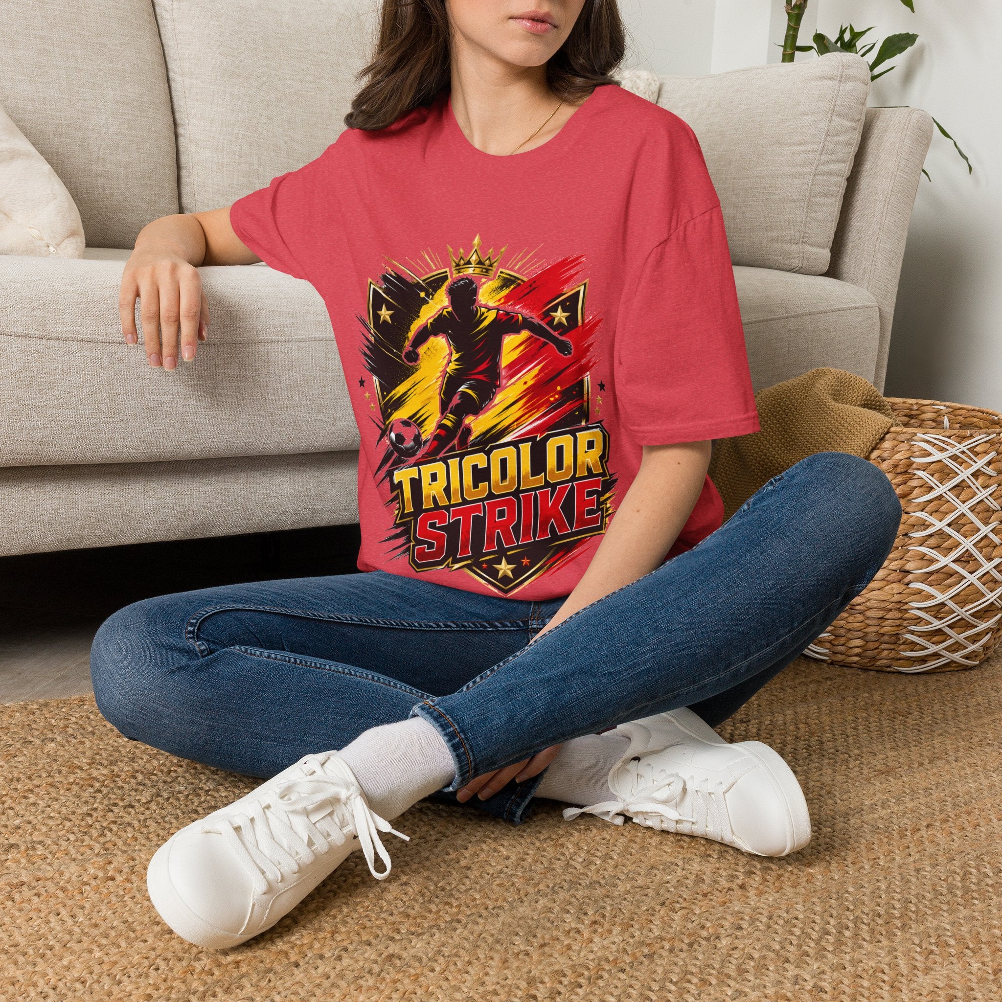 Belgium Soccer T-Shirt — 'Tricolor Strike' Graphic Jersey Tee