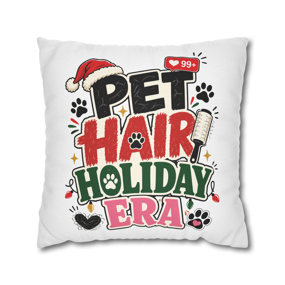 Pet Hair Holiday Pillowcase  Modern Day Christmas — Cute Christmas Pet Lover Decor