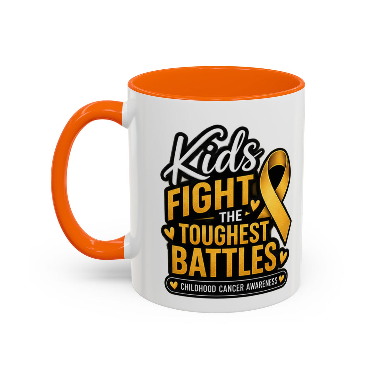 Childhood Cancer Awareness Accent Coffee Mug - "Kids Fight the Toughest Battles" (11/15oz)