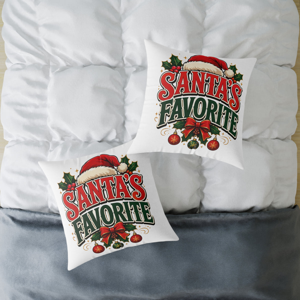 Santa's Favorite Christmas Pillow - Festive Holiday Throw Cushion