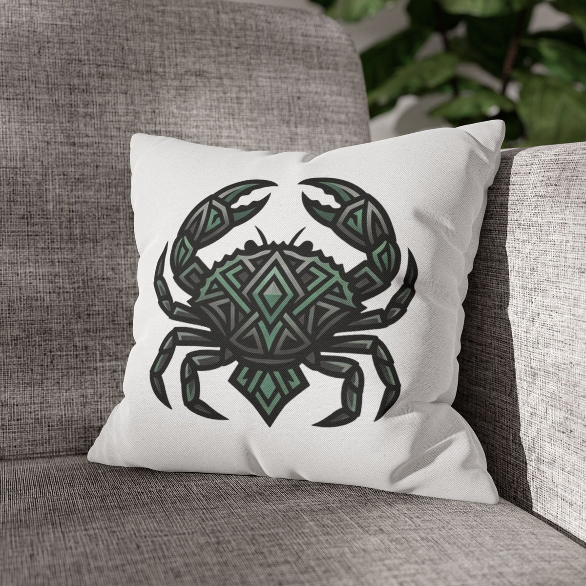 Cancer Zodiac Geometric Crab Throw Pillowcase — Coastal Zodiac Beach Decor