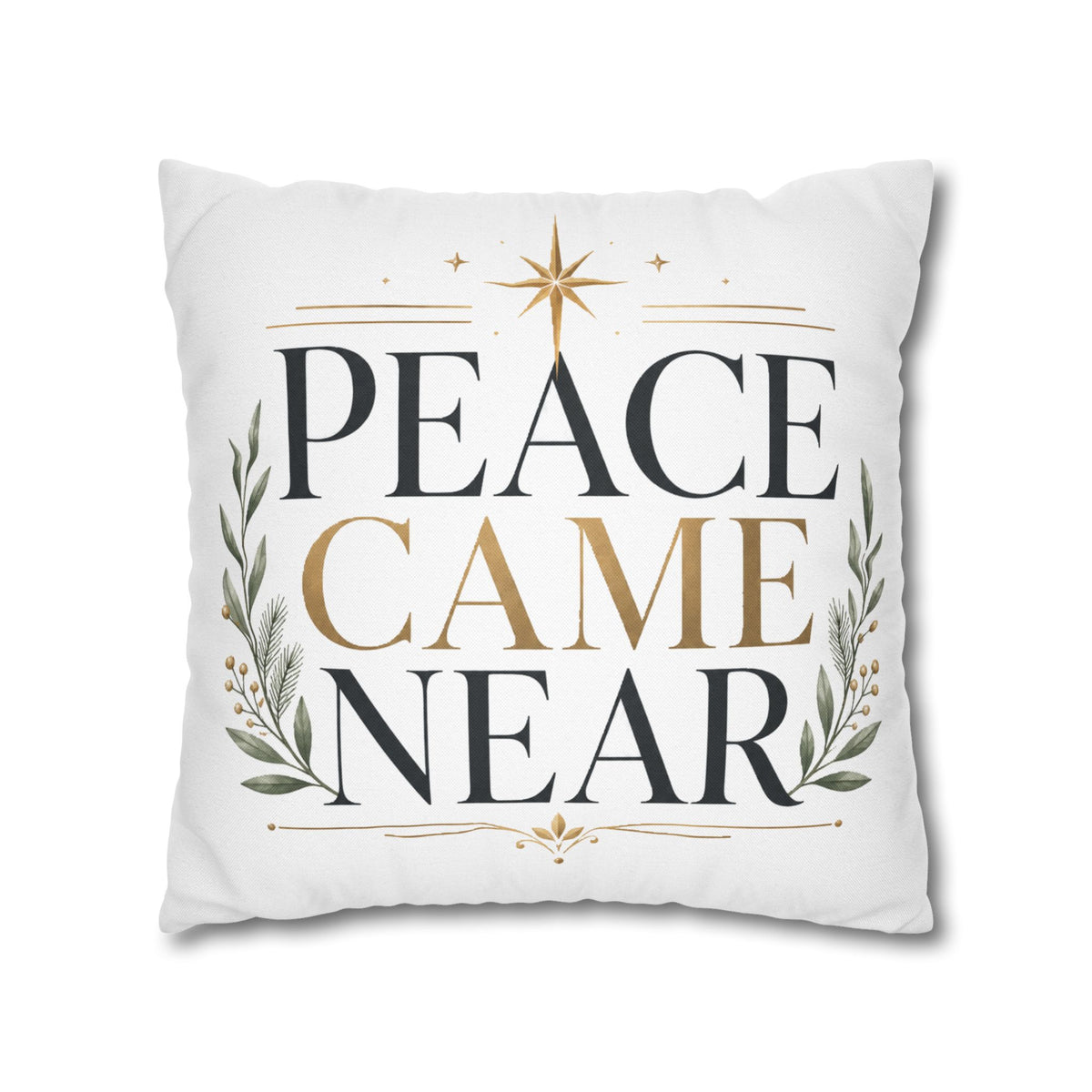 Christmas Peace Came Near Square Pillow — Christmas Holiday Decorative Throw Pillowcase