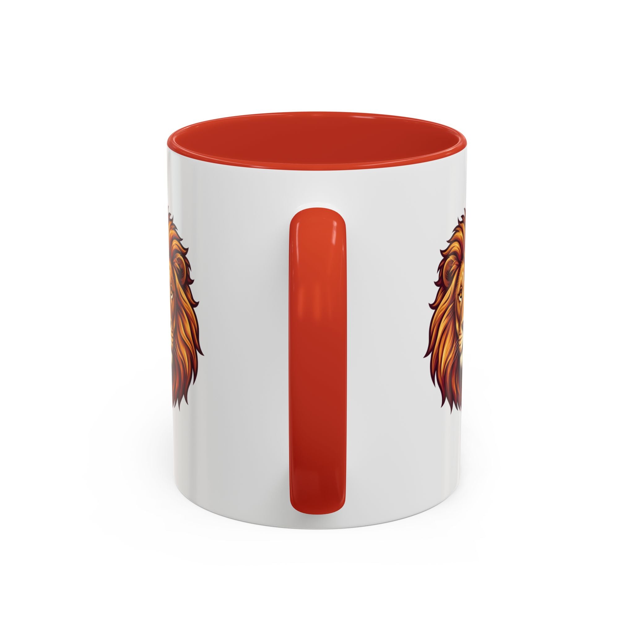 Lion Head Accent Coffee Mug — Bold Tribal Lion Face Design,