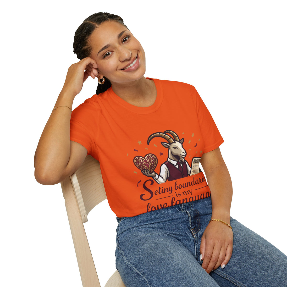 Capricorn T-Shirt — "Setting Boundaries is My Love Language" Zodiac Goat Tee