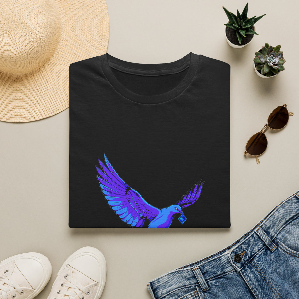 La Peace Vibes Flying Dove T-Shirt - Aesthetic Bird Graphic Tee - Trending Now - September 2026