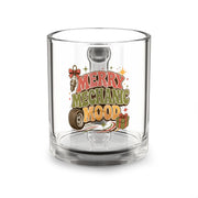 Modern Day Christmas Glass Mug  10oz Merry Mechanic Mood Glass Mug — 10oz Holiday Coffee Cup for Car Lovers