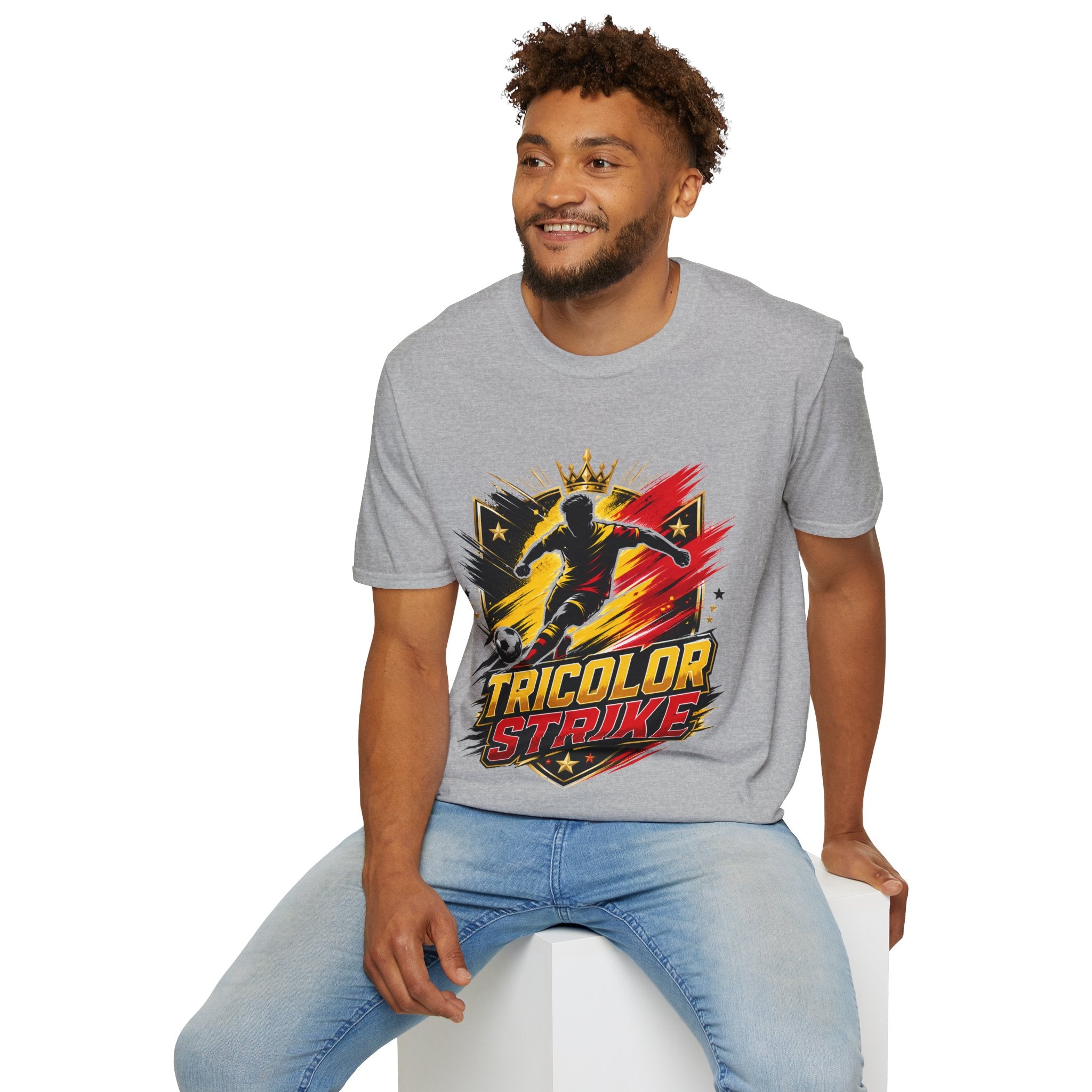 Belgium Soccer T-Shirt — 'Tricolor Strike' Graphic Jersey Tee