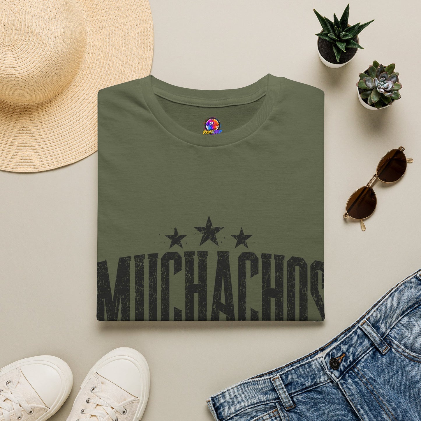 Muchachos Graphic T‑Shirt — Vintage Distressed Crew Tee - Argentina Song, slogan, favorite chant
